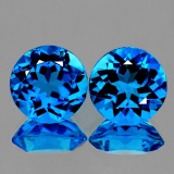 Natural  AAA Swiss Blue Topaz Pair 10.00 MM - Flawless