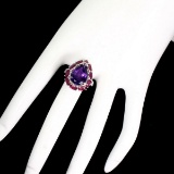 Natural Brazil  Amethyst 14x10mm & Red Ruby Ring