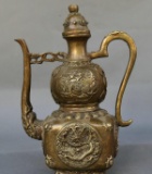 Antique Chinese Bronze Dragon Kylin Wine Tea Pot