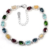 Natural OPAL RHODOLITE TOPAZ CHROME DIOPSIDE Bracelet