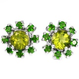 NATURAL GREEN PERIDOT & CHROME DIOPSIDE Earrings