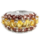 NATURAL ORANGISH YELLOW CITRINE & RHODOLITE Ring