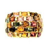 Natural Untreated Multi Color Tourmaline Ring