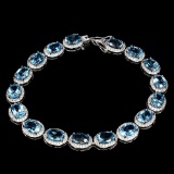 Natural Oval 8x6mm Swiss Blue Topaz Bracelet