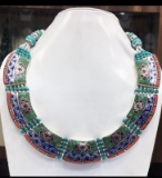 Tibet Hand Made Turquoise, Coral, Lapis Lazuli Necklace