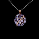 Natural Oval  Violet-Blue Tanzanite Pendant