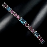 Natural London Blue Topaz & Rhodolite Bracelet