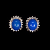 Oval Blue Fire Opal 10x8 MM Earrings