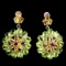 Natural Rich Green Peridot Citrine Ruby Earrings