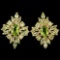 NATURAL AAA APPLE GREEN PERIDOT OVAL & MARQUISE Earring