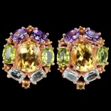 Natural TOPAZ AMETHYST CITRINE & PERIDOT Earrings