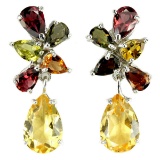 NATURAL YELLOW CITRINE & MULTI COLOR TOURMALINE Earring