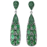 NATURAL GREEN EMERALD PEAR Two Tone Earrings