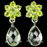 NATURAL Light GREEN AMETHYST & PERIDOT earring