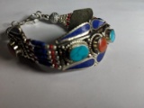 Tibet Hand Made Turquoise & Coral Bracelet