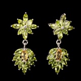 Natural Top Green Peridot & Citrine 58 Carats Earrings