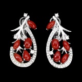 Natural Oval Italian Coral Earrings