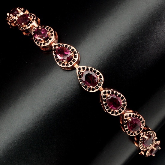 Natural Pink Tourmaline Black Spinel Bracelet
