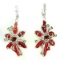 Natural Handmade Red Coral Ruby & Emerald Earrings