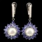 Natural Blue Tanzanite &  Pearl 48 Carats Earrings
