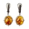 Natural Oval Orange Amber Earrings