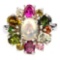 NATURAL WHITE OPAL & MULTI COLOR TOURMALINE Ring