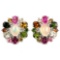 NATURAL WHITE OPAL & MULTI COLOR TOURMALINE Earring