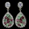 Natural Emerald Rhodolite Garnet Tanzanite Earrings