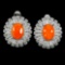 Natural  Orange Fire Opal 8x6 MM Earrings