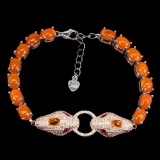 Natural Ethopian Oval Orange Fire Opal Cobra  bracelet