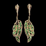 Natural Marquise Green Tsavorite Garnet Leaf Earrings