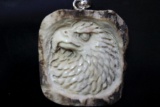 Hand Carved Antler Eagle Pendant