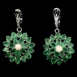 Natural Green Emerald Fire Opal 61 Ct Earrings