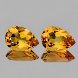 Natural Golden Yellow Citrine Pair 15x10 MM {Flawless}