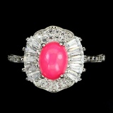 Natural Unheated Oval Pink Fire Opal Ring