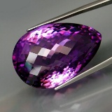 Natural Amethyst Pear Checkerboard 74.13 Ct - Untreated
