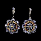 Natural Tanzanite & Fancy Sapphire 83.58 Cts Earrings
