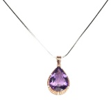 Natural Unheated Purple Amethyst 16x12mm Necklace