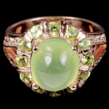 NATURAL AAA GREEN PREHNITE & PERIDOT Ring