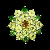 Natural Citrine Chrome Diopside Peridot  Ring