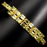 Natural Top Rich Green Peridot 83.09 Ct  Bracelet