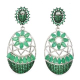 Natural Columbian Top Green Emerald Earrings