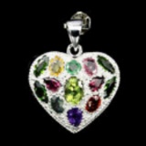 Natural  7x5mm Peridot Emerald Garnet Heart Pendant