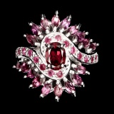 Natural Oval Marquise Rhodolite Garnet Ruby Ring