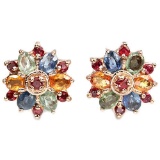 Natural MULTI COLOR SAPPHIRE & RED RUBY Earrings