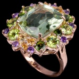 Natural AMETHYST CITRINE PERIDOT CHROME DIOPSIDE Ring