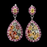 Natural Fancy Colors Sapphire Ruby Earrings