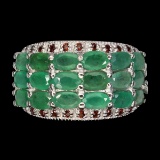 Natural Top Green Emerald & Garnet Ring