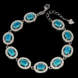 Natural Oval Blue Fire Opal Bracelet