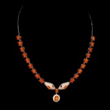 Natural Orange Fire Opal Cobra Necklace
